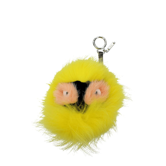 Porte-clés en fourrure jaune Fendi