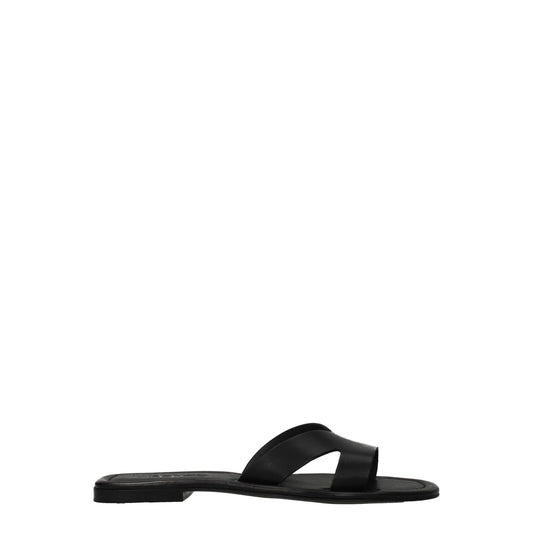 Kenzo Black Leather Slippers Sandals