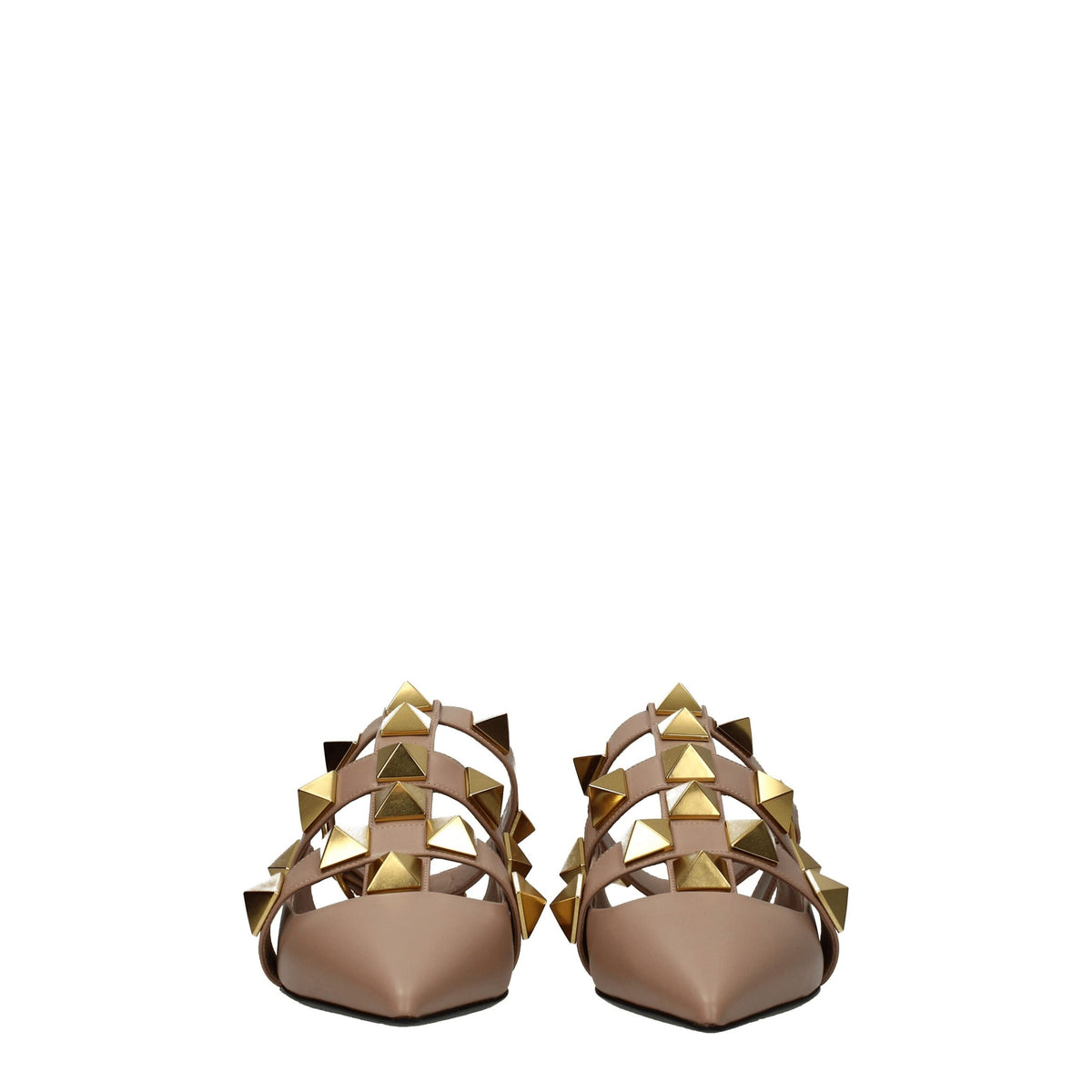 Valentino Garavani Pink Leather Flat Sandals with Studs