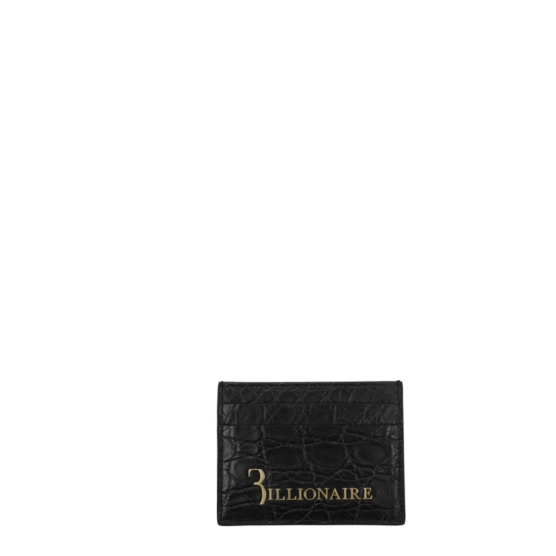 Billionaire Italian Couture Portefeuille en Cuir Crocodile Noir