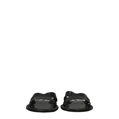 Kenzo Black Leather Slippers Sandals