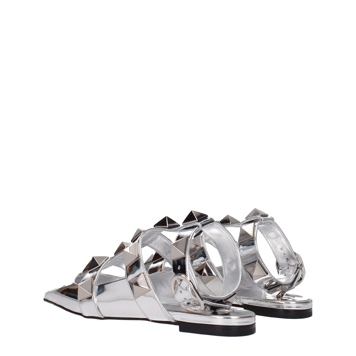 Valentino Garavani Sandales Plates en Cuir Gris - Élégance et Confort