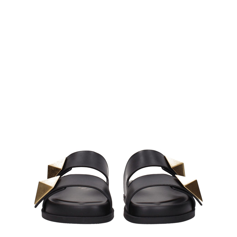 Valentino Garavani Black Leather Slippers - Élégance et Confort