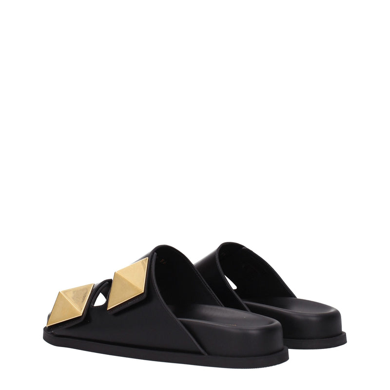 Valentino Garavani Black Leather Slippers - Élégance et Confort
