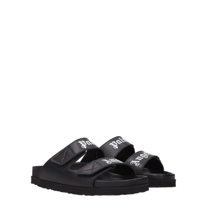 Sandales-chaussons en cuir noir Palm Angels