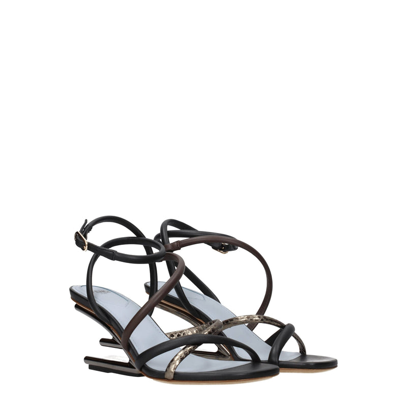 Fendi Multicolor Leather Flat Sandals for Women