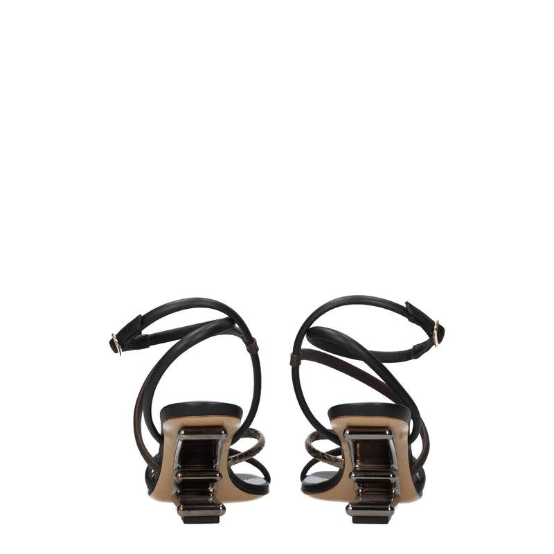 Fendi Multicolor Leather Flat Sandals for Women