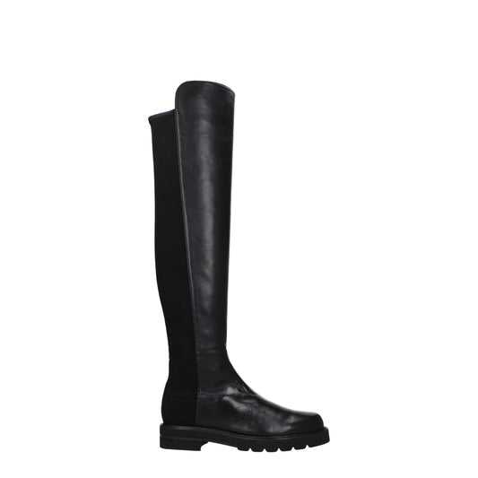 Stuart Weitzman Zwarte Lederen Overknee-Schoenen