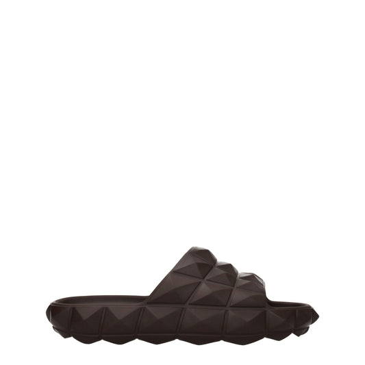 Sandales-chaussons en coton marron Valentino Garavani
