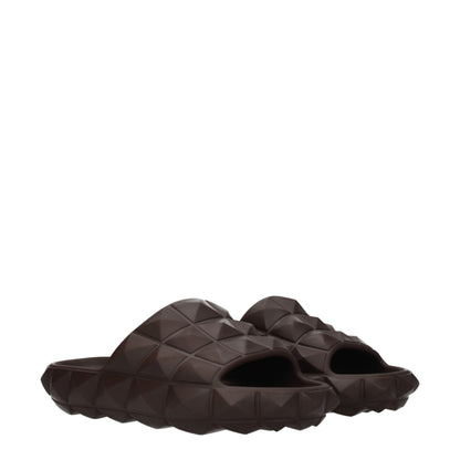 Sandales-chaussons en coton marron Valentino Garavani