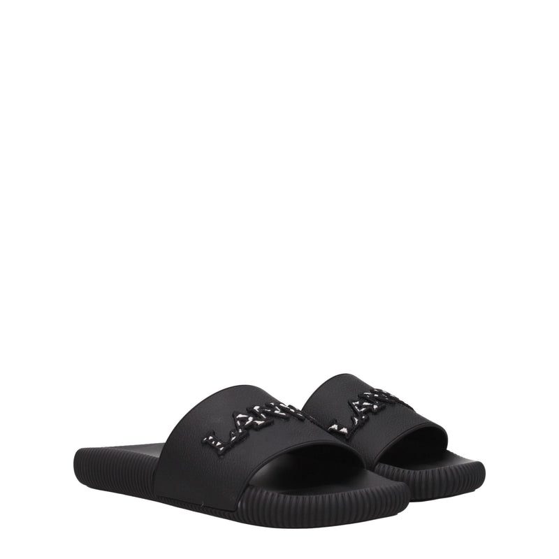 Lanvin Black Cotton Slippers Sandals for Women - Chic Comfort