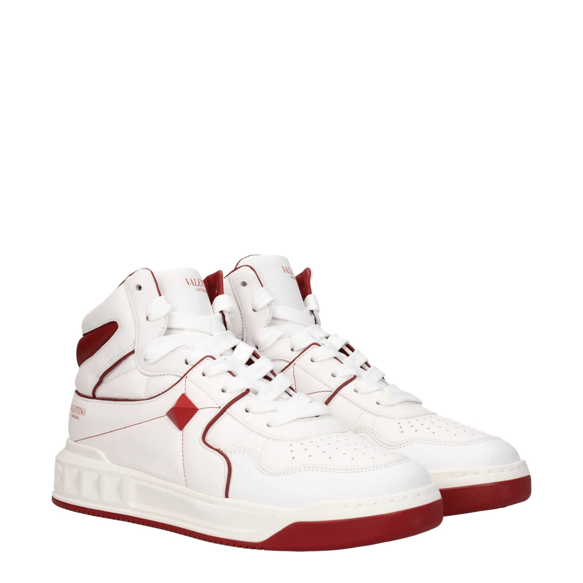 Valentino Garavani White Leather High Tops with Studs