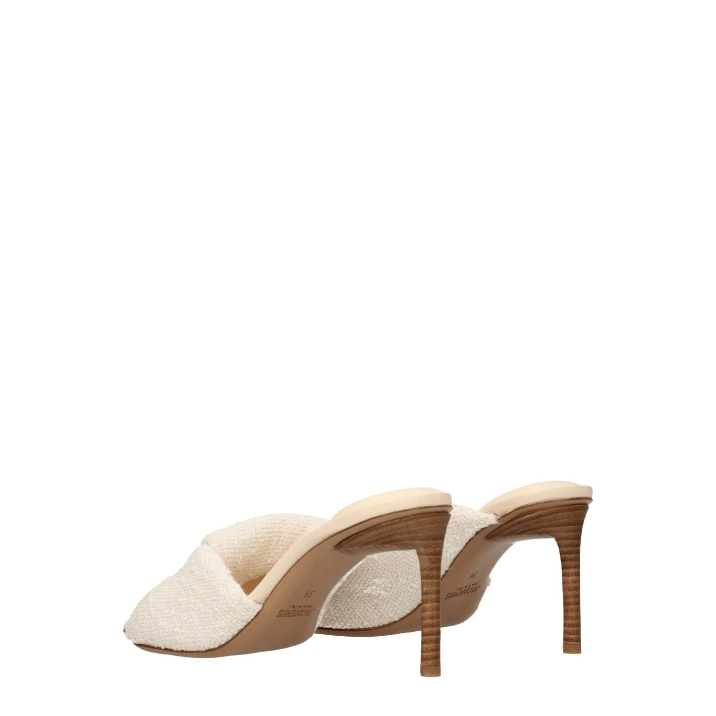 Sandales à talons aiguilles en tissu beige de Jacquemus