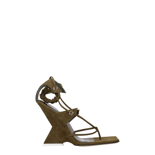 Les sandales plates en cuir vert de The Attico