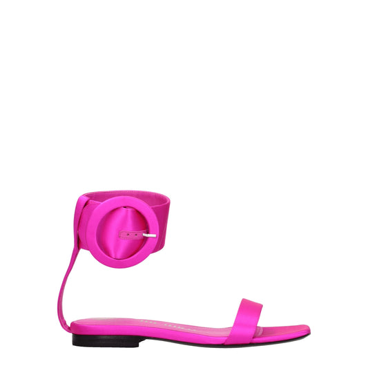 Les sandales plates en satin rose de The Attico