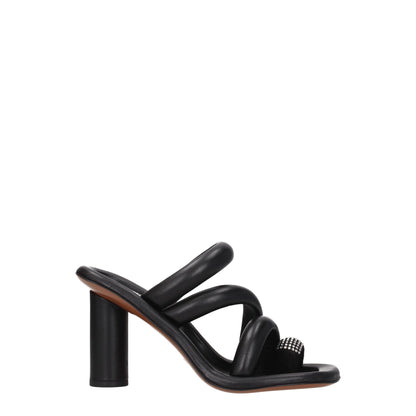 Sandales à talons aiguilles en cuir noir Ambush