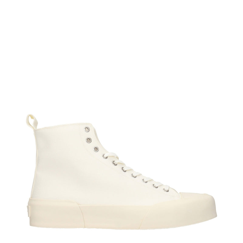 Jil Sander Beige Fabric High Tops - Sporty Glam Sneakers
