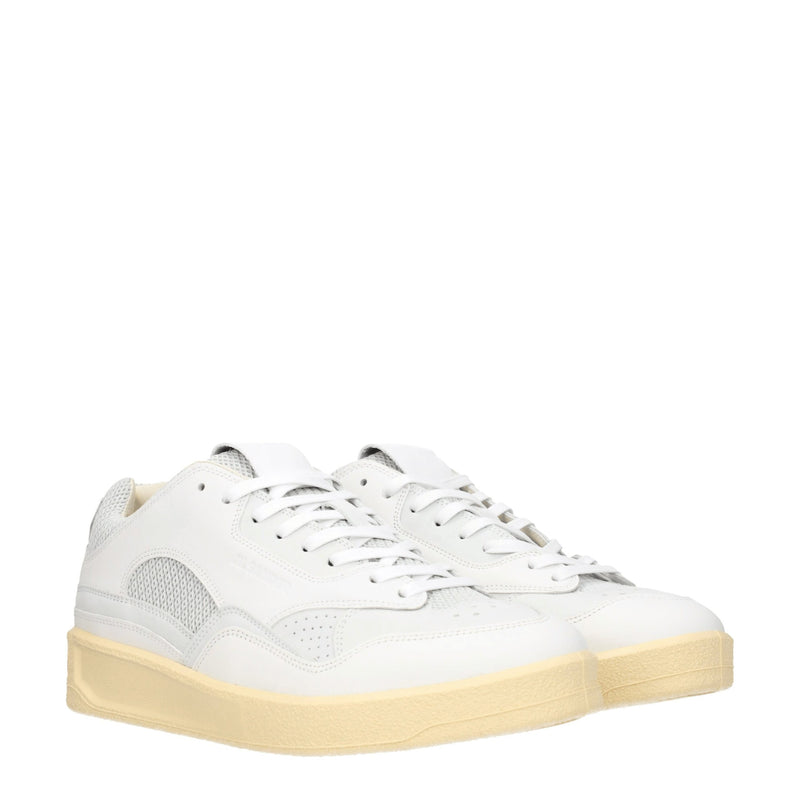 Jil Sander White Leather Low Tops Sneakers for Men