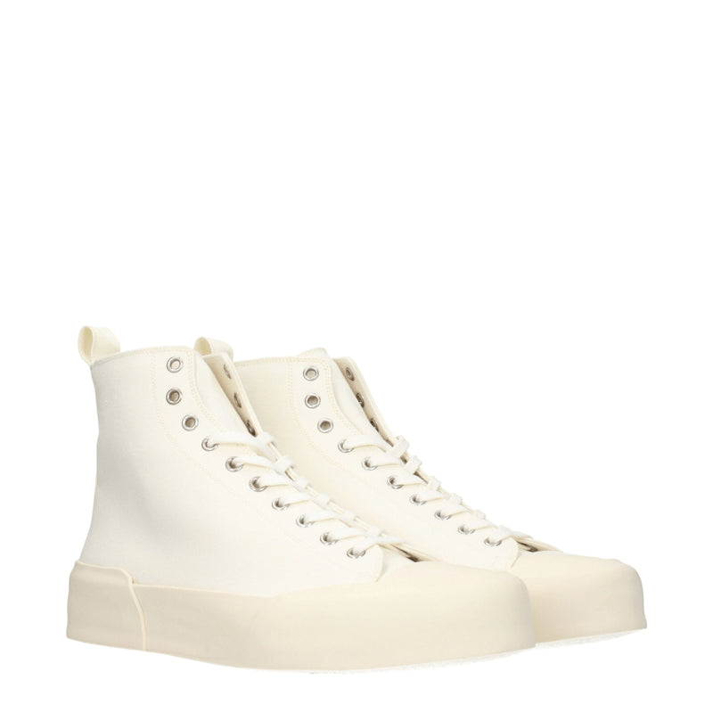 Jil Sander Beige Fabric High Tops - Sporty Glam Sneakers
