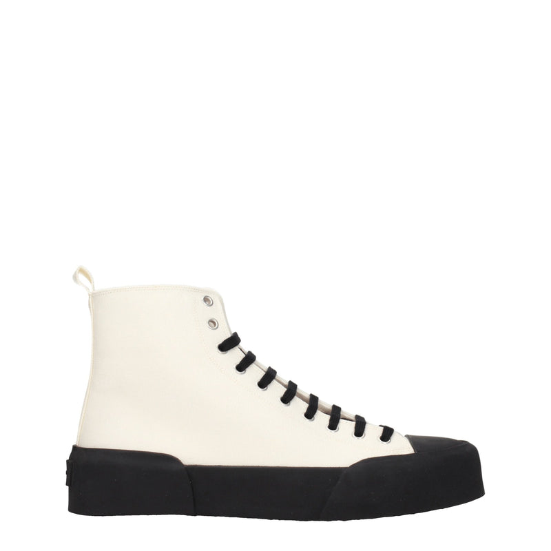Jil Sander Beige Fabric High Tops - Sporty Glam Sneakers