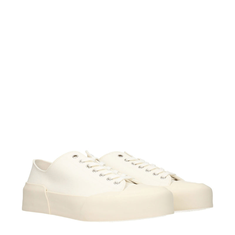 Jil Sander Beige Fabric Low Tops Sneakers - Élégance Sportive