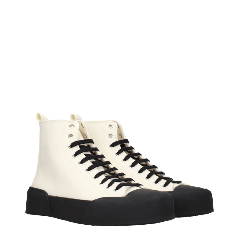 Jil Sander Beige Fabric High Tops - Sporty Glam Sneakers
