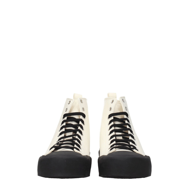Jil Sander Beige Fabric High Tops - Sporty Glam Sneakers