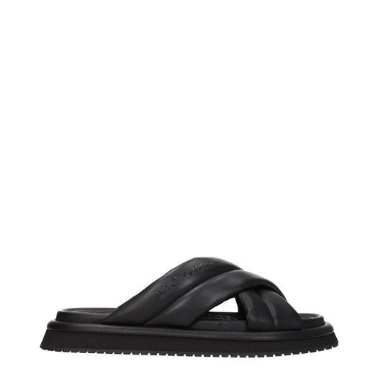Dolce & Gabbana Black Leather Slippers for Men