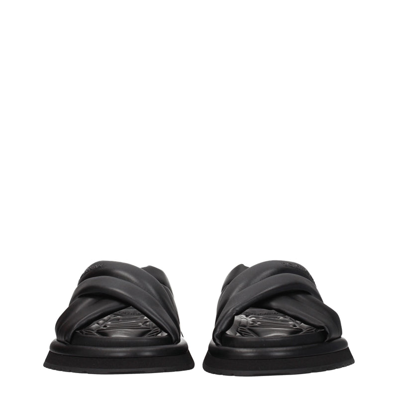 Dolce & Gabbana Black Leather Slippers for Men