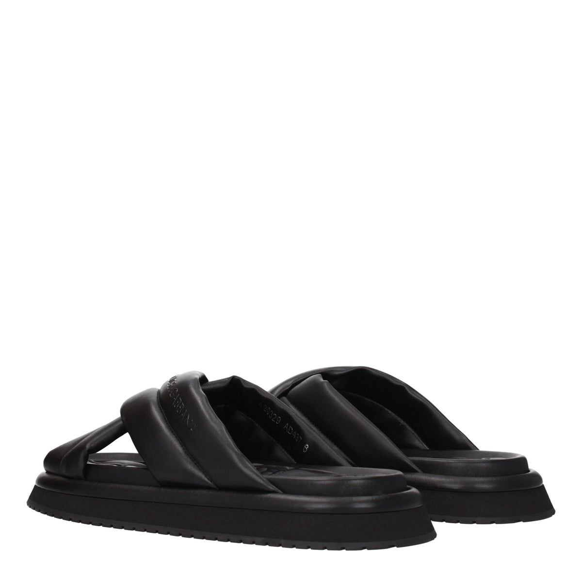 Dolce & Gabbana Black Leather Slippers for Men
