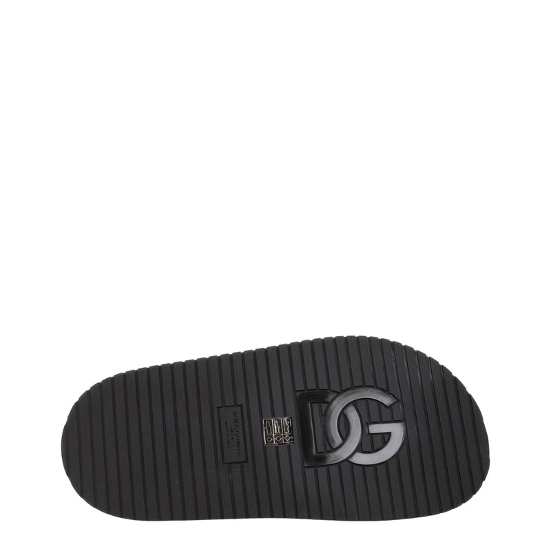 Dolce & Gabbana Black Leather Slippers for Men