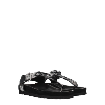 Isabel Marant Zwarte Leren Flip-Flop Sandalen