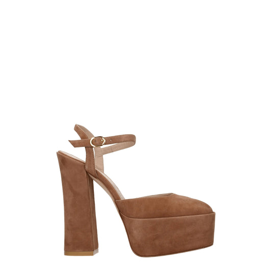 Stuart Weitzman Beige Lederen Platformschoenen