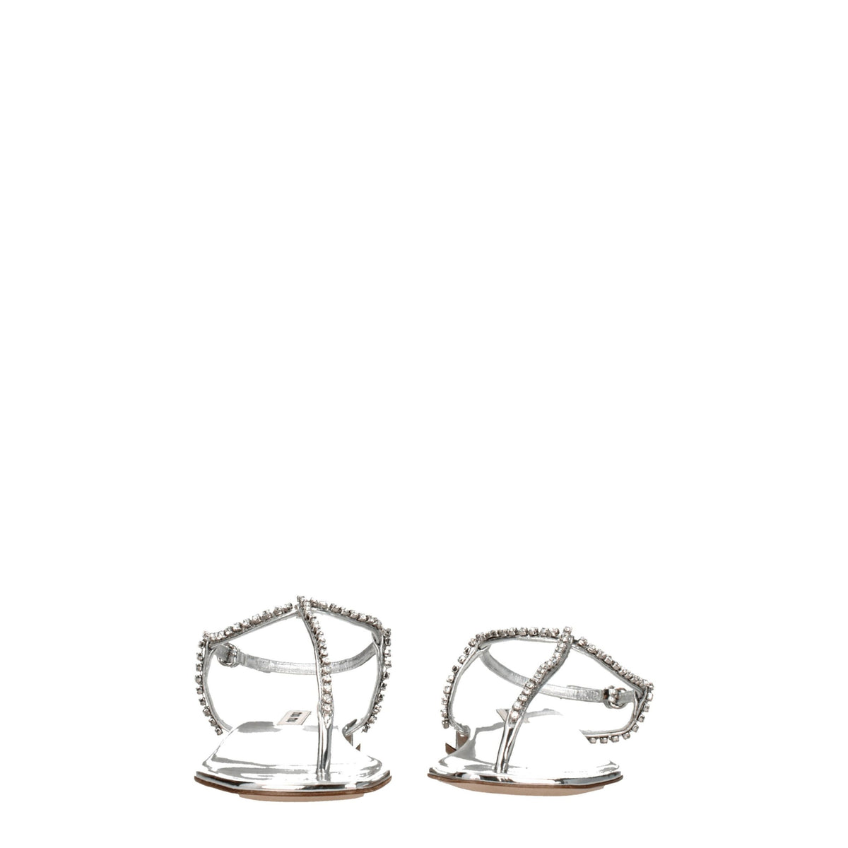 Miu Miu Gray Leather Flip-Flop Sandals for Women