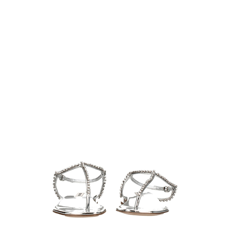 Miu Miu Gray Leather Flip-Flop Sandals for Women