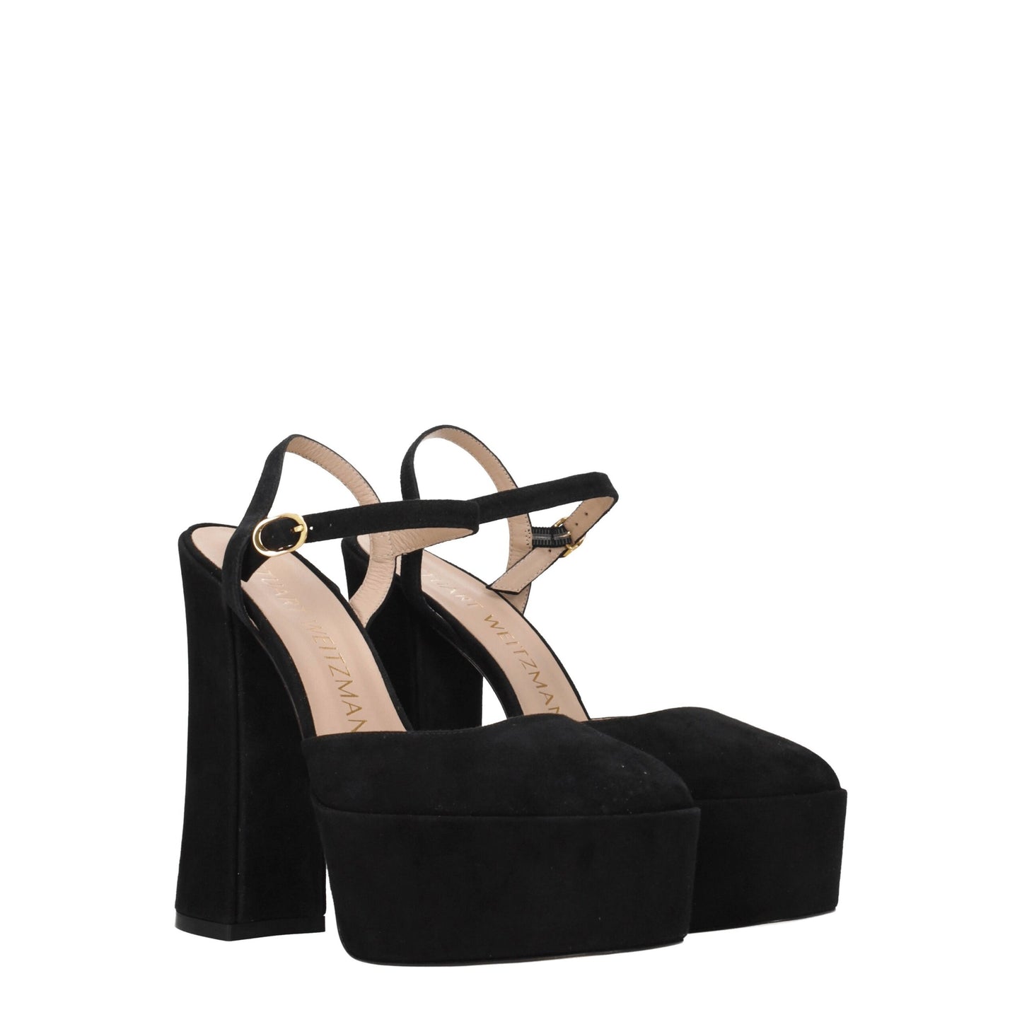 Stuart Weitzman zwarte leren platformschoenen