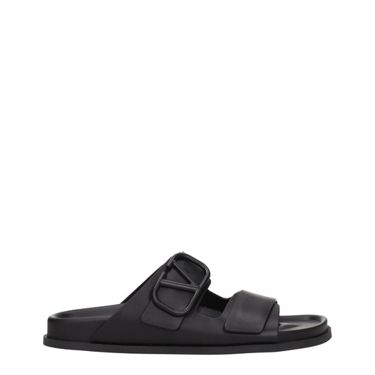 Sandales-chaussons en cuir noir Valentino Garavani