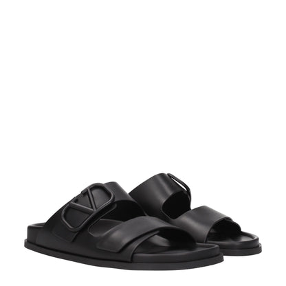 Sandales-chaussons en cuir noir Valentino Garavani