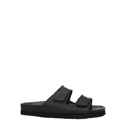 Palm Angels Zwarte Lederen Platte Sandalen