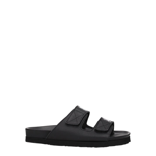 Palm Angels Zwarte Lederen Platte Sandalen