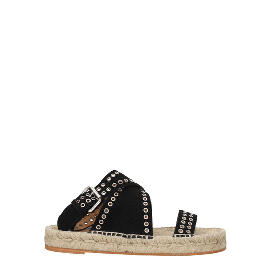 Isabel Marant Zwarte Lederen Platte Sandalen