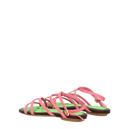 Jacquemus Roze Lederen Platte Sandalen