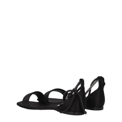 Max Mara Zwarte Satijnen Platte Sandalen