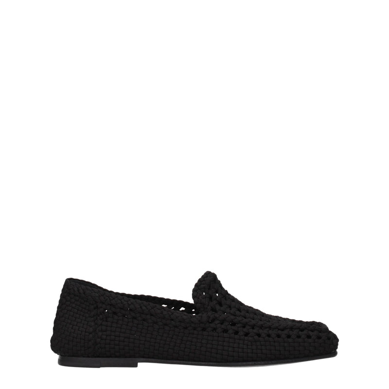 Dolce & Gabbana Black Fabric Slip-On Loafers for Men