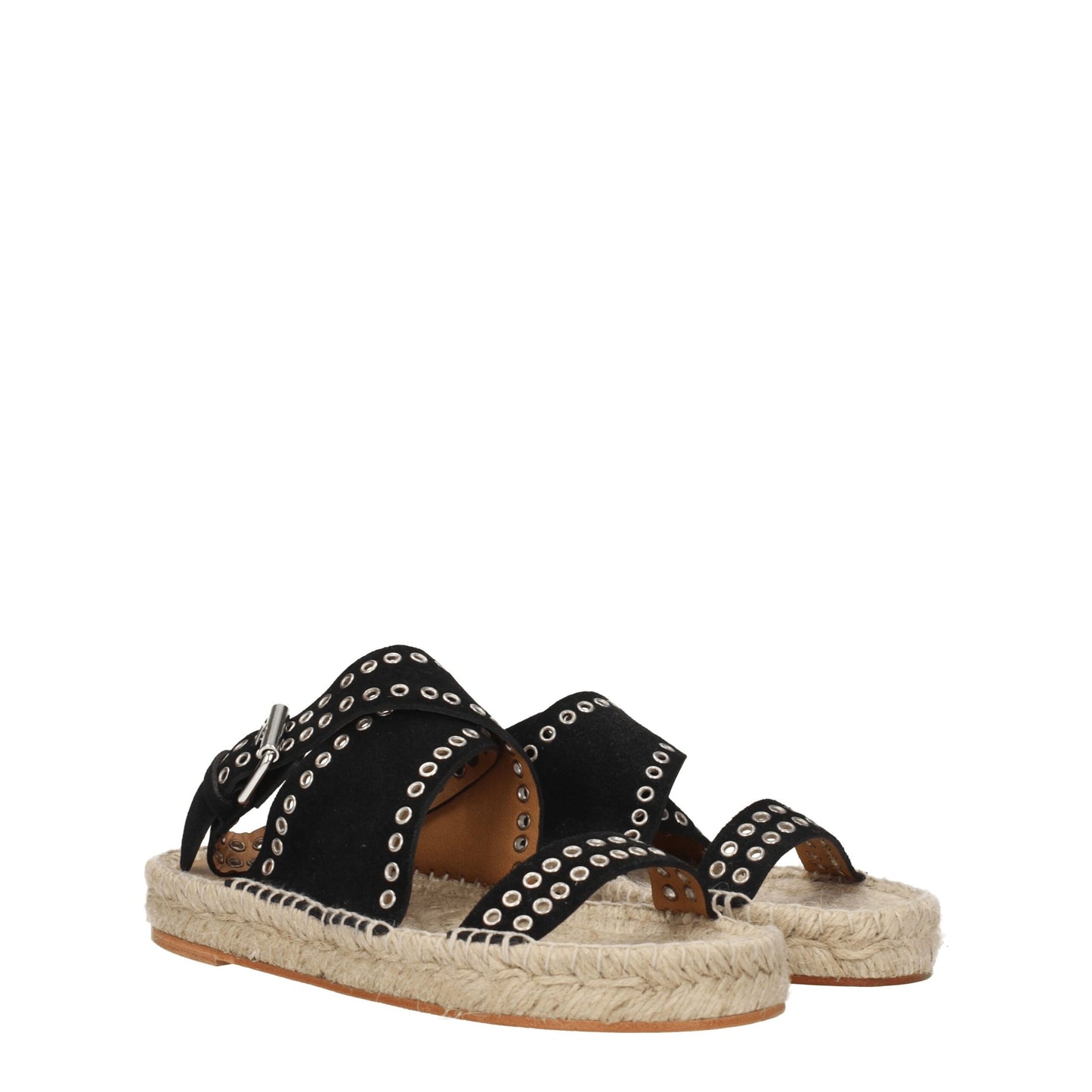 Isabel Marant Zwarte Lederen Platte Sandalen