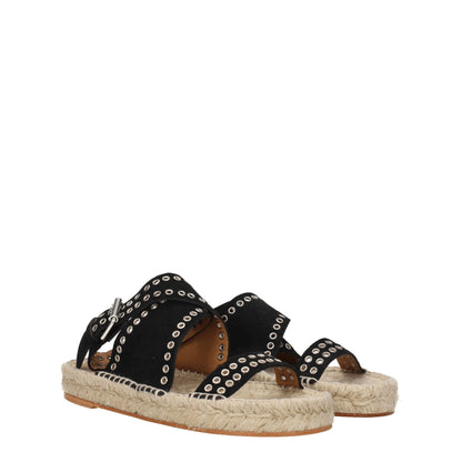 Isabel Marant Zwarte Lederen Platte Sandalen
