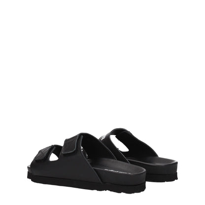 Palm Angels Zwarte Lederen Platte Sandalen