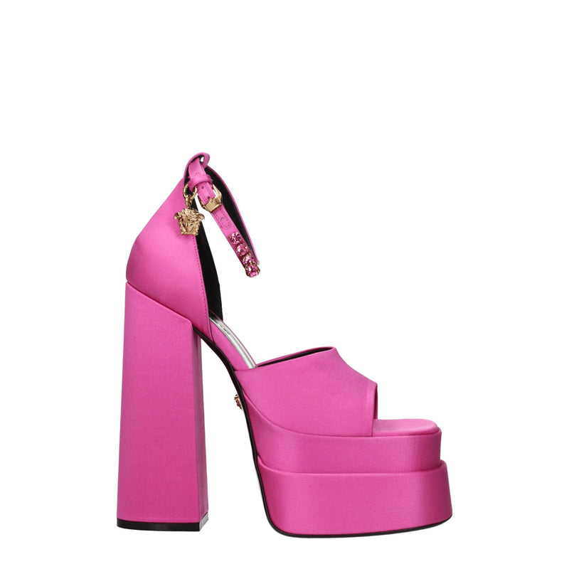 Versace Pink Satin Platforms - High Heel Sandals