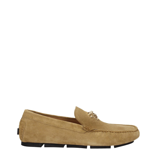 Brogues à enfiler en cuir beige de Versace