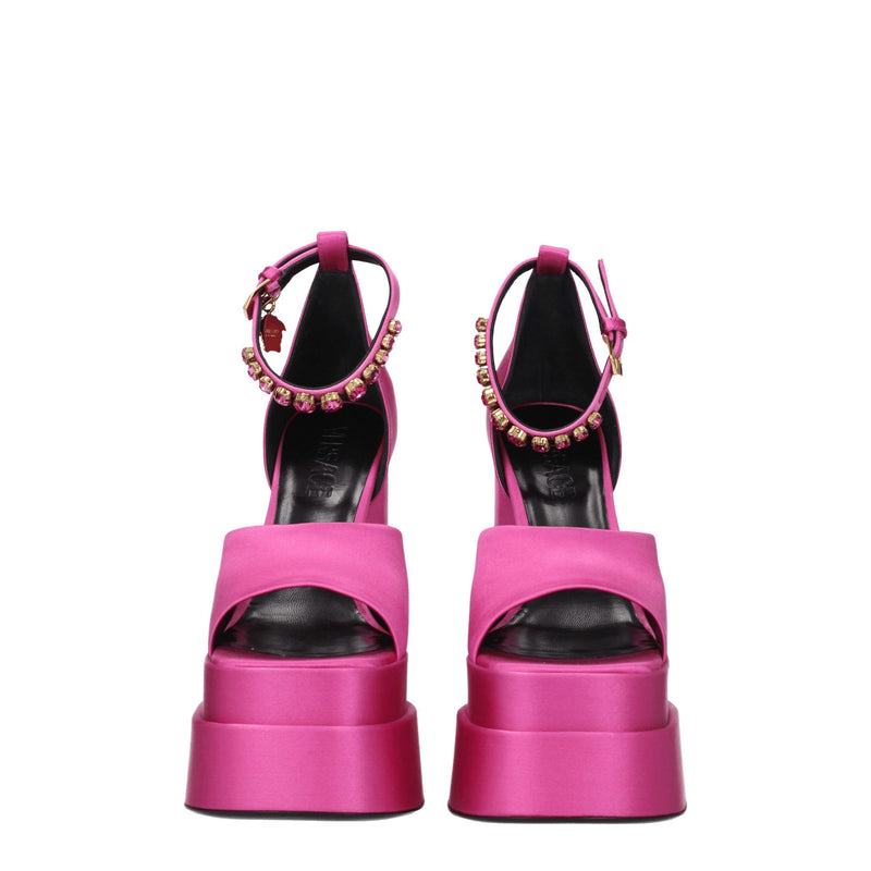 Versace Pink Satin Platforms - High Heel Sandals